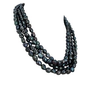 40 inch Freashwater baroque peacock purple pearl long necklace
